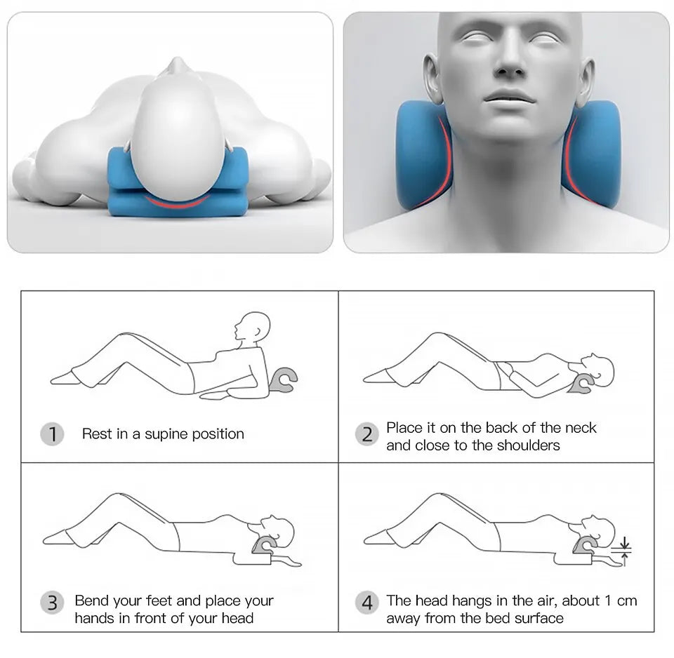 Neck Shoulder Relaxer Stretcher Cervical Traction Device Chiropractic Pillow Neck Cloud for Pain Relief Cervical Spine Alignment - Dr. Gabriel