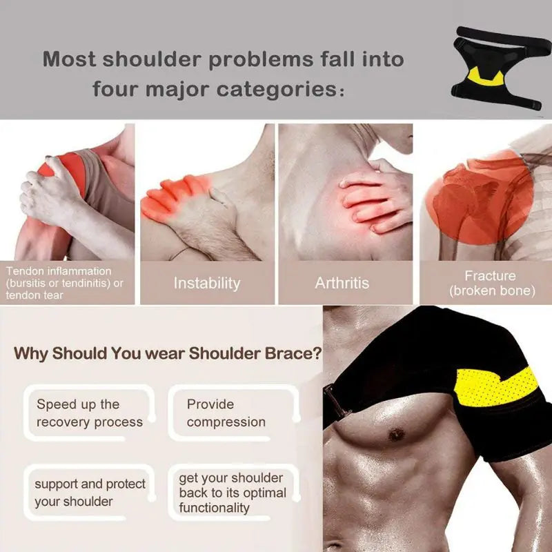 Women Men Shoulder Brace With Pressure Pad Neoprene Shoulder Support Pain Ice Pack Shoulder Compression Sleeve - Dr. Gabriel