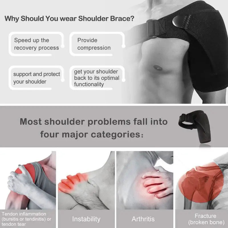 Women Men Shoulder Brace With Pressure Pad Neoprene Shoulder Support Pain Ice Pack Shoulder Compression Sleeve - Dr. Gabriel